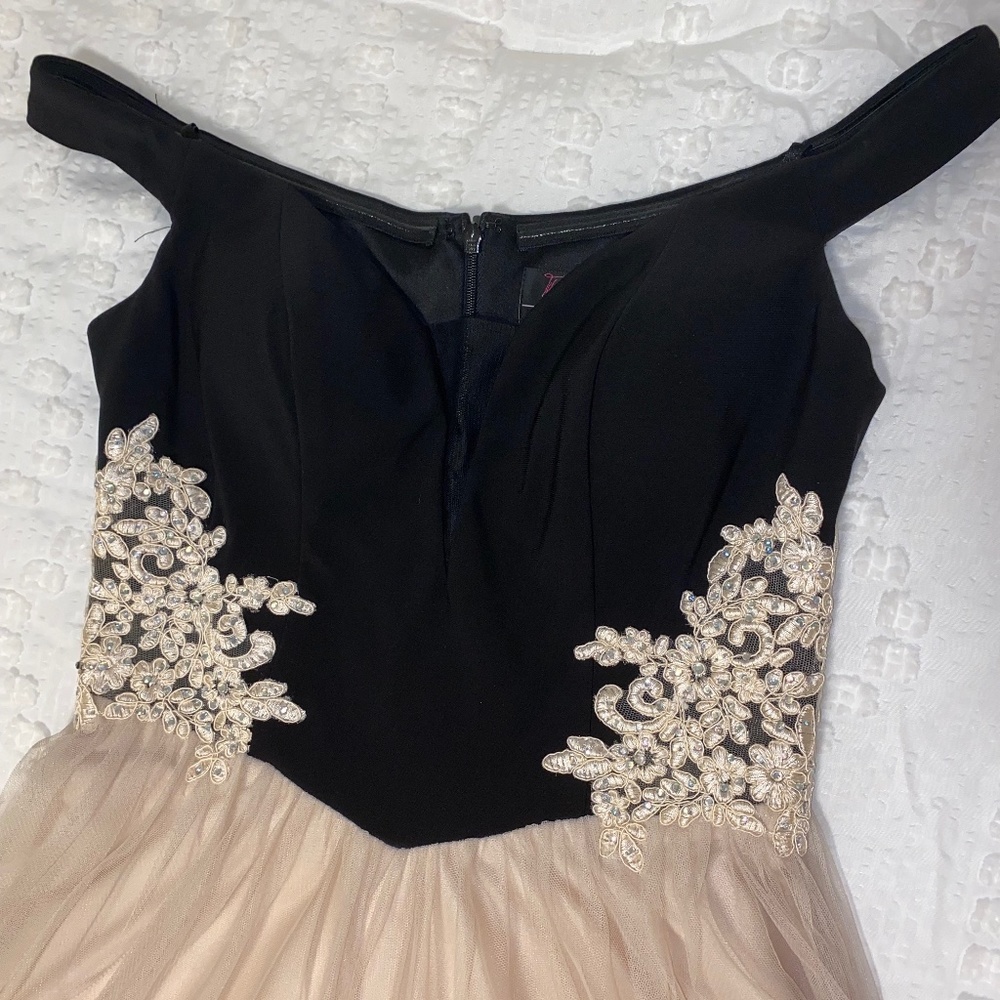'Blondie Nites' Evening Dress - Black and Blush